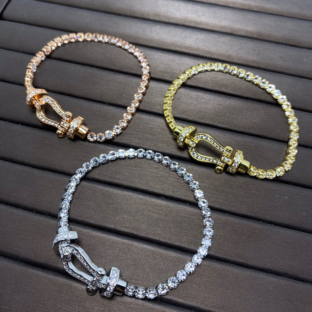 ⭐Miroze FORCE  LARGE HORSESHOE FULL DIAMOND TENNIS BRACELET