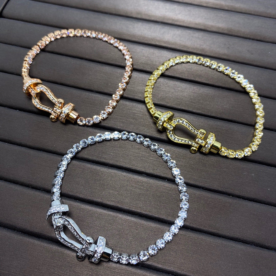 [⭐Miroze]FORCE  LARGE HORSESHOE FULL DIAMOND TENNIS BRACELET