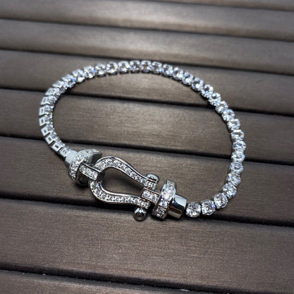 [⭐Miroze]FORCE  LARGE HORSESHOE FULL DIAMOND TENNIS BRACELET