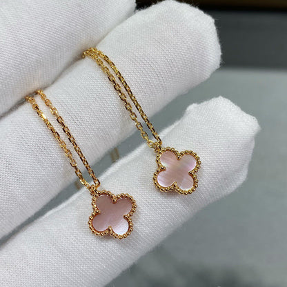 [⭐Miroze]CLOVER 15MM PINK MOTHER-OF-PEARL SINGLE FLOWER NECKLACE