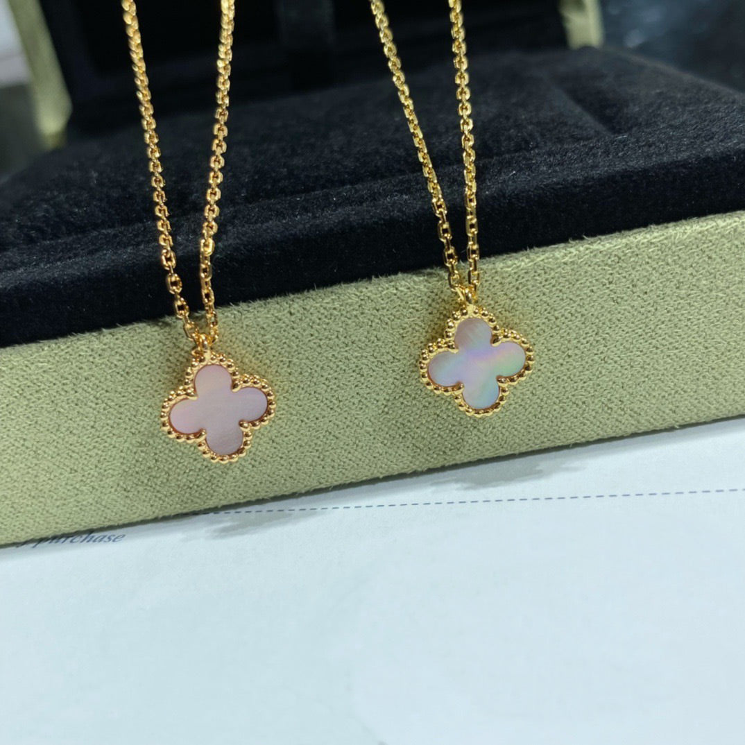 [⭐Miroze]CLOVER 15MM PINK MOTHER-OF-PEARL SINGLE FLOWER NECKLACE