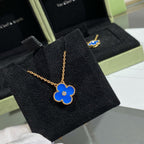 ⭐Miroze CLOVER 15MM DIAMOND AND BLUE AGATE NECKLACE