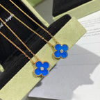 ⭐Miroze CLOVER 15MM DIAMOND AND BLUE AGATE NECKLACE
