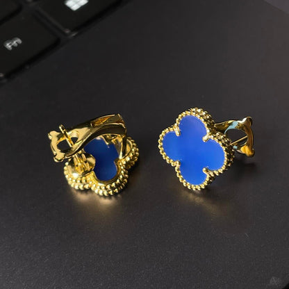 [⭐Miroze] CLOVER LARGE (20mm) 1 MOTIFS BLUE MOP STUD EARRINGS