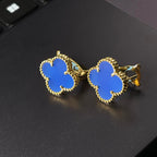 [⭐Miroze ] CLOVER LARGE (20mm) 1 MOTIFS BLUE MOP STUD EARRINGS