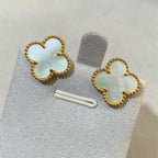 [⭐Miroze ] CLOVER LARGE (20mm) 1 MOTIFS WHITE MOP STUD EARRINGS