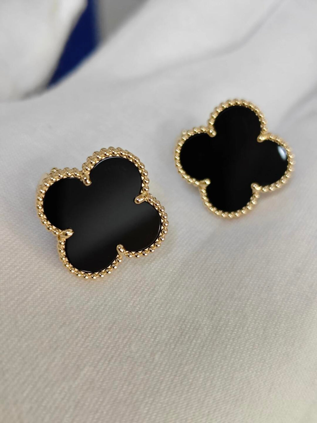 [⭐Miroze ] CLOVER 20MM BLACK MOP EARRINGS