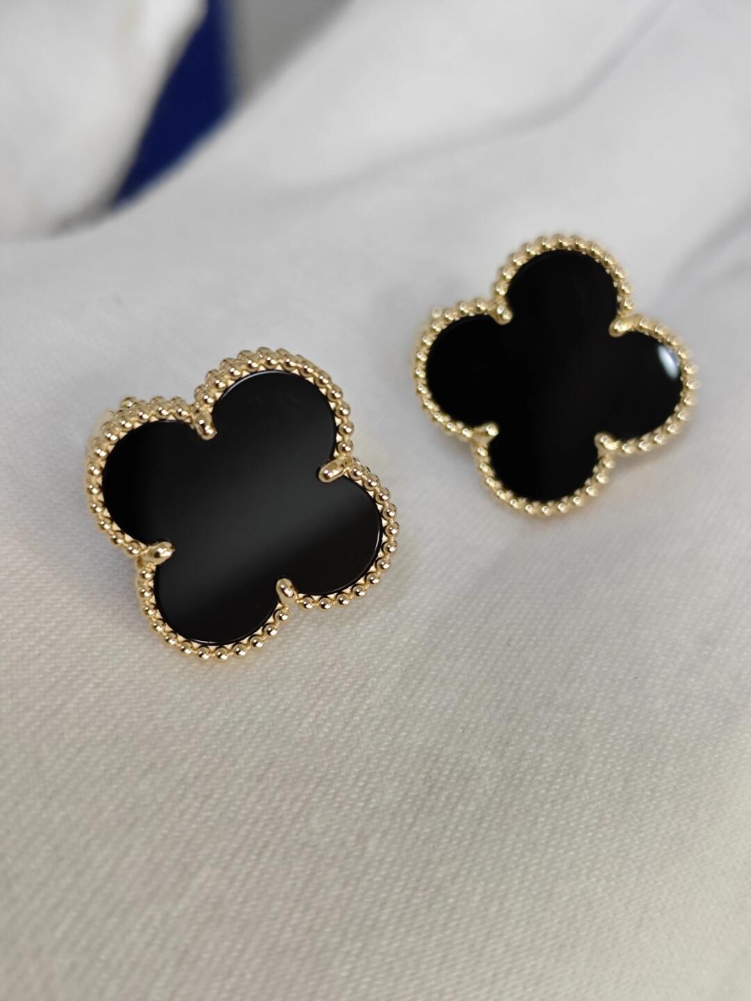 [⭐Miroze]CLOVER 20MM BLACK MOP EARRINGS