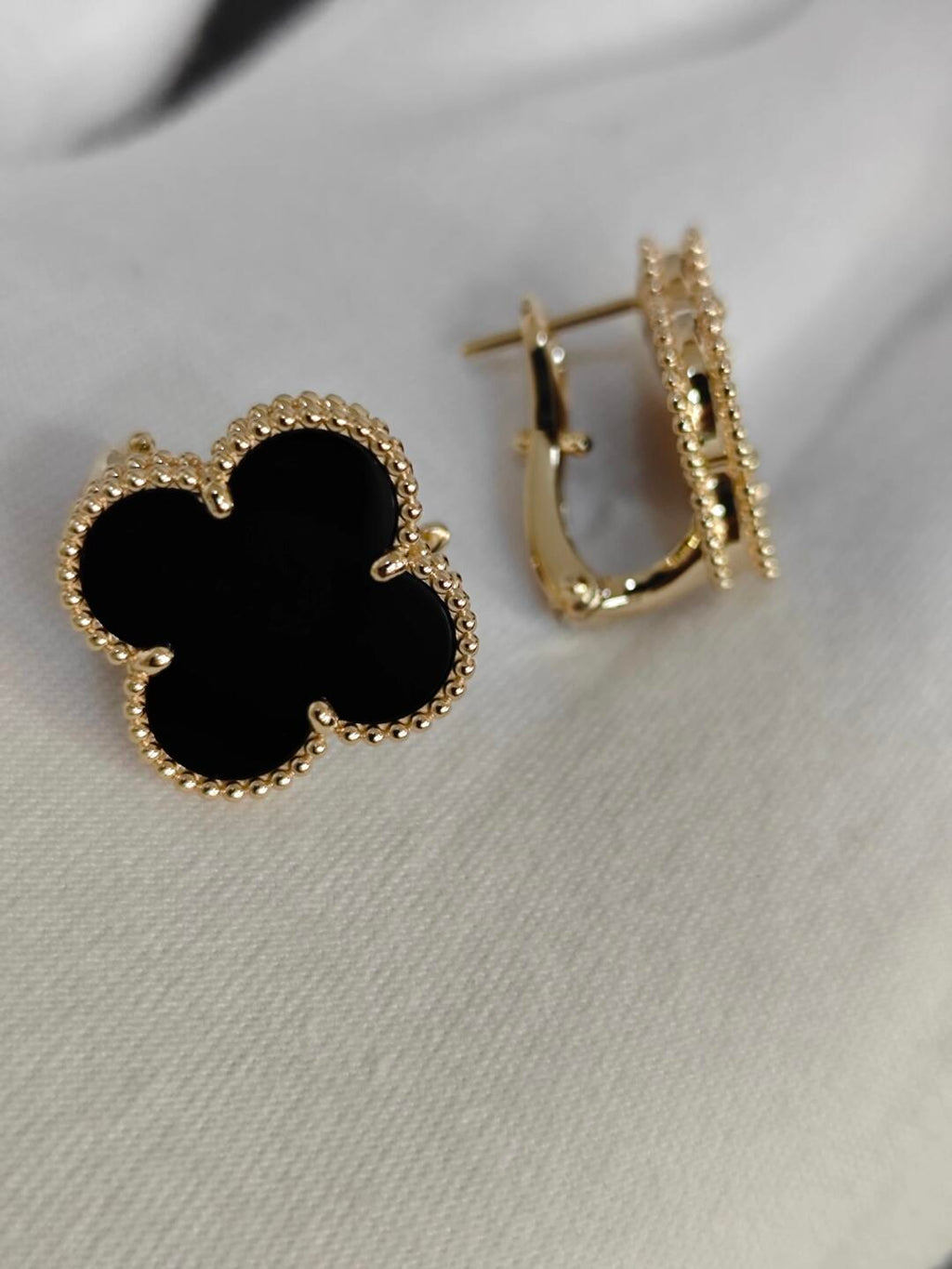 [⭐Miroze ] CLOVER 20MM BLACK MOP EARRINGS