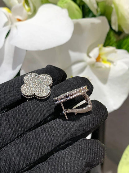 [⭐Miroze]CLOVER 20MM MOTIFS DIAMOND STUD EARRINGS SILVER