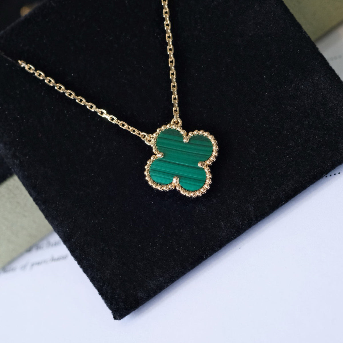 [⭐Miroze]CLOVER 15MM MALACHITE SINGLE FLOWER  NECKLACE