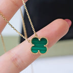 ⭐Miroze CLOVER 15MM MALACHITE SINGLE FLOWER  NECKLACE