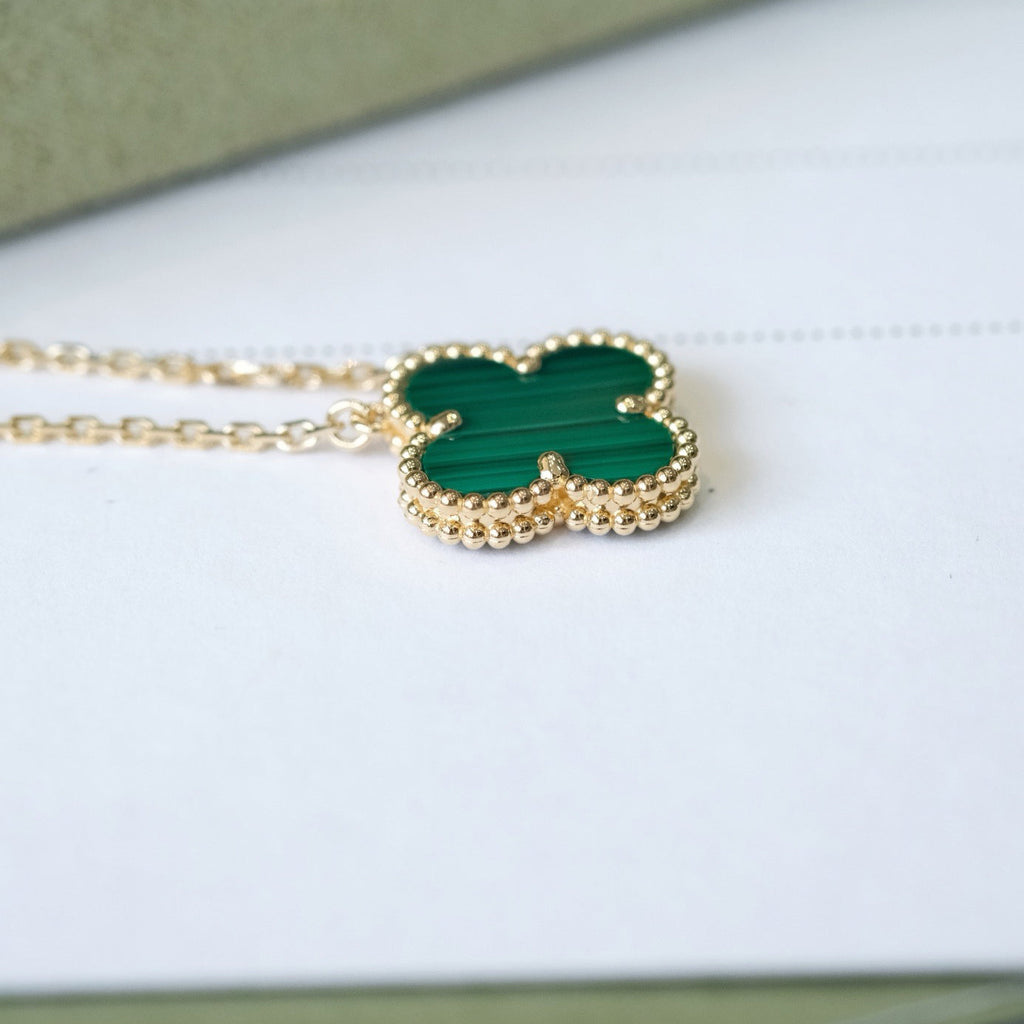 ⭐Miroze CLOVER 15MM MALACHITE SINGLE FLOWER  NECKLACE