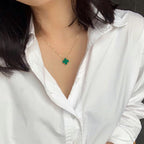 ⭐Miroze CLOVER 15MM MALACHITE SINGLE FLOWER  NECKLACE