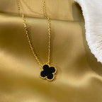 ⭐Miroze CLOVER 15MM BLACK ONYX SINGLE FLOWER NECKLACE