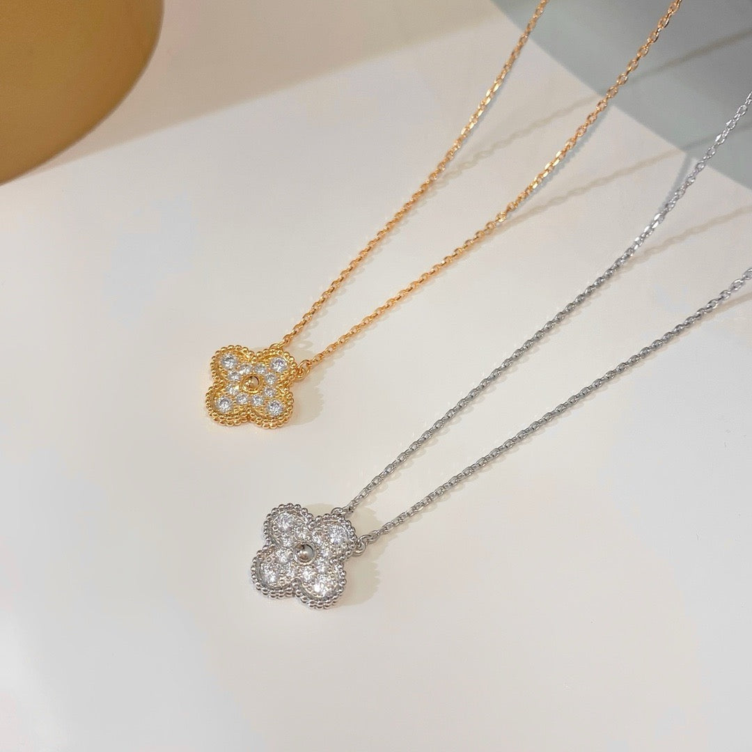⭐Miroze CLOVER 15MM DIAMOND SINGLE FLOWER NECKLACE