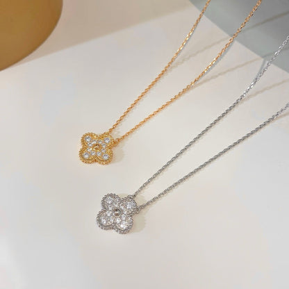 [⭐Miroze]CLOVER 15MM DIAMOND SINGLE FLOWER NECKLACE