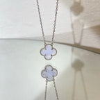 ⭐Miroze CLOVER 15MM BLUE CHALCEDONY NECKLACE SILVER