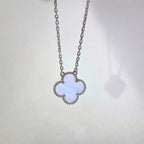 ⭐Miroze CLOVER 15MM BLUE CHALCEDONY NECKLACE SILVER