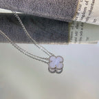 ⭐Miroze CLOVER 15MM BLUE CHALCEDONY NECKLACE SILVER