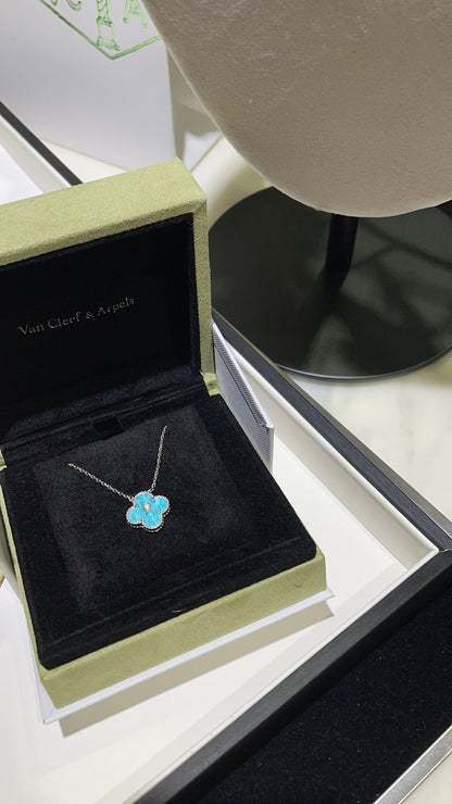 [⭐Miroze]CLOVER 15MM DIAMOND SVRES PORCELAIN  NECKLACE SILVER