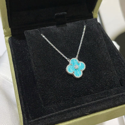 [⭐Miroze]CLOVER 15MM DIAMOND SVRES PORCELAIN  NECKLACE SILVER