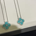 ⭐Miroze CLOVER 15MM DIAMOND SVRES PORCELAIN  NECKLACE SILVER