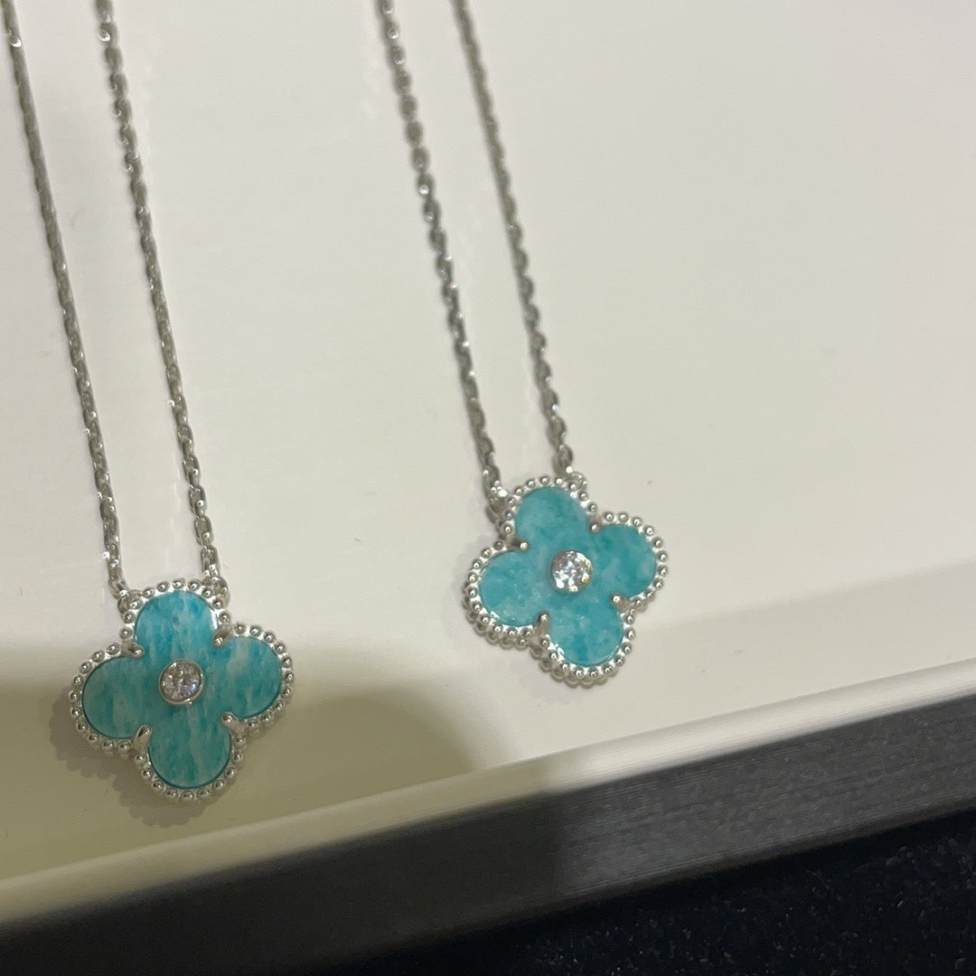 [⭐Miroze]CLOVER 15MM DIAMOND SVRES PORCELAIN  NECKLACE SILVER