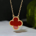 ⭐Miroze CLOVER 15MM CARNELIAN SINGLE FLOWER NECKLACE