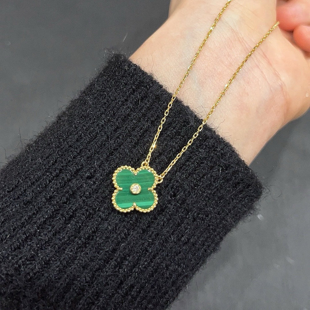 ⭐Miroze CLOVER 15MM DIAMOND TURQUOISE NECKLACE