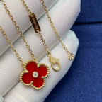 ⭐Miroze CLOVER 15MM DIAMOND CARNELIAN NECKLACE