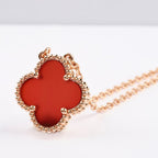 ⭐Miroze CLOVER 15MM CARNELIAN SINGLE FLOWER NECKLACE
