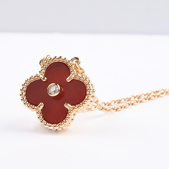 ⭐Miroze CLOVER 15MM DIAMOND CARNELIAN NECKLACE