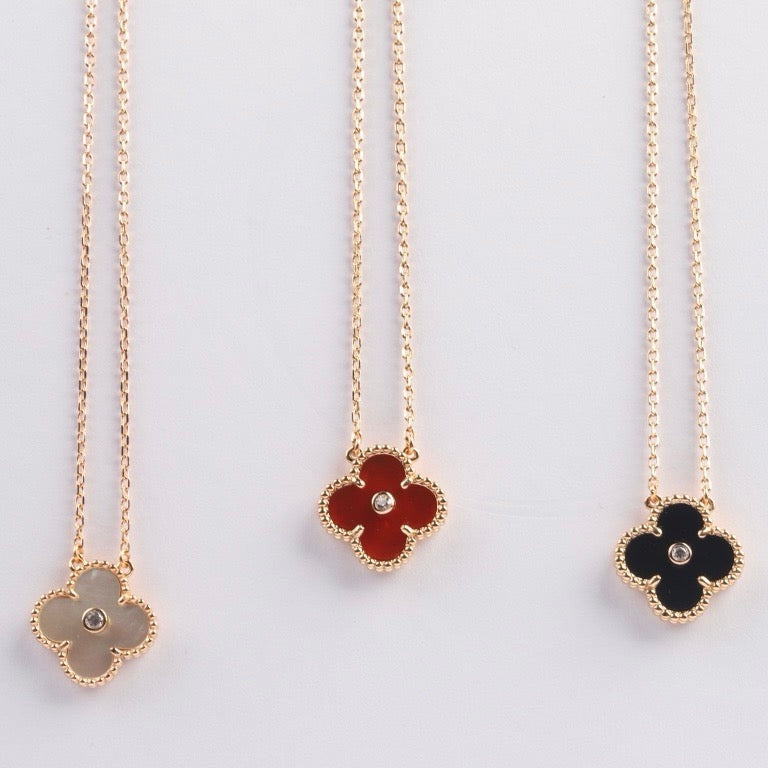 [⭐Miroze]CLOVER 15MM DIAMOND CARNELIAN NECKLACE