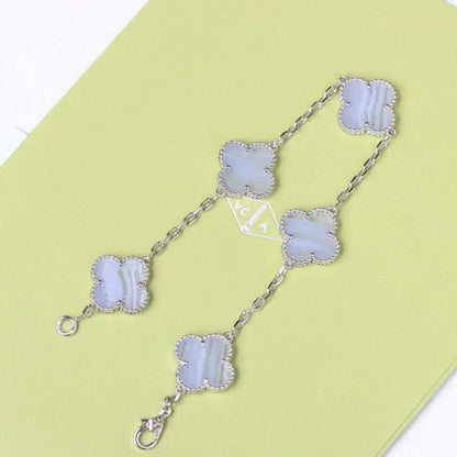 [⭐Miroze] CLOVER 5 MOTIF PURPLE CHALCEDONY BRACELET COLLECTION