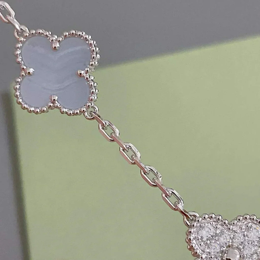 [⭐Miroze ]New  CLOVER 5 MOTIF PURPLE CHALCEDONY BRACELET COLLECTION