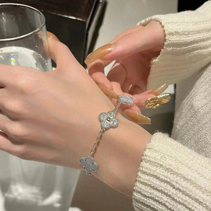 [⭐Miroze] CLOVER 5 MOTIF PURPLE CHALCEDONY BRACELET COLLECTION