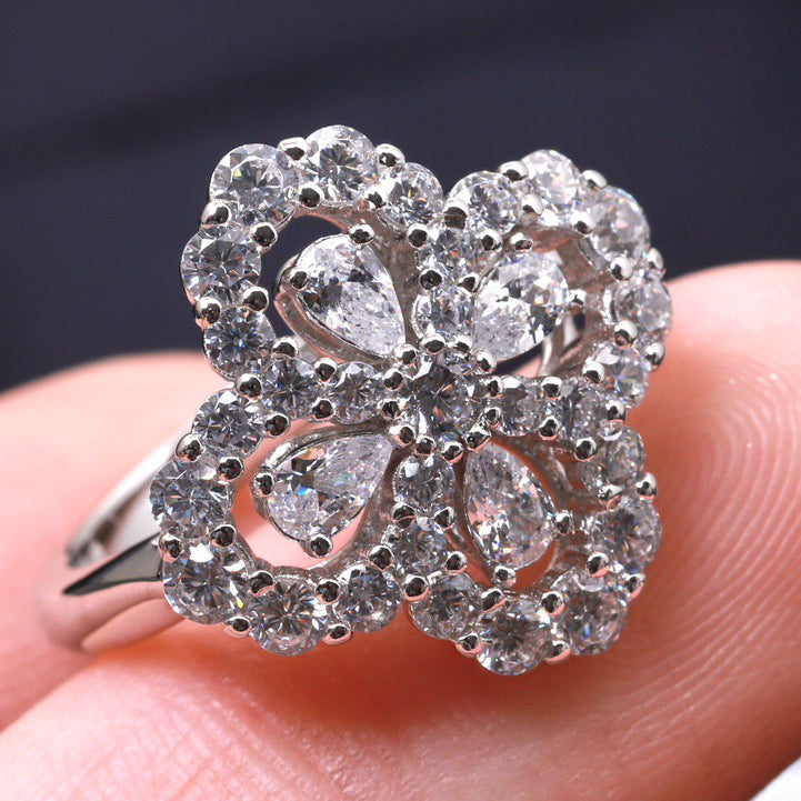 ⭐Miroze LOOP RING FULL MOTIF DIAMOND 16MM SILVE