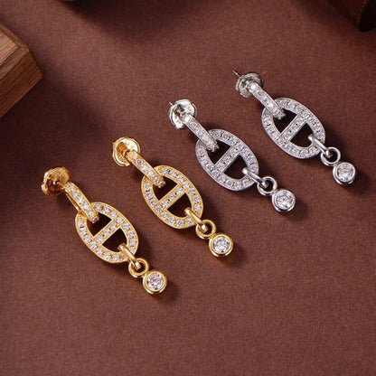 [⭐Miroze]HM CHAINE DIAMOND EARRINGS