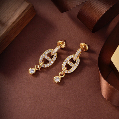 [⭐Miroze]HM CHAINE DIAMOND EARRINGS