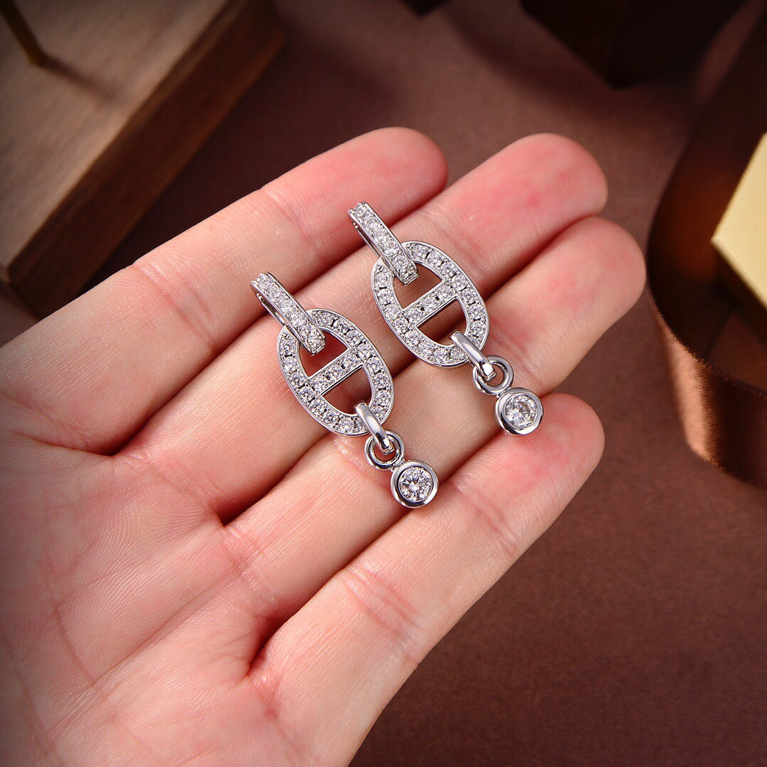[⭐Miroze]HM CHAINE DIAMOND EARRINGS