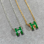 ⭐Miroze POP H GREEN NECKLACE SILVER AND GOLD