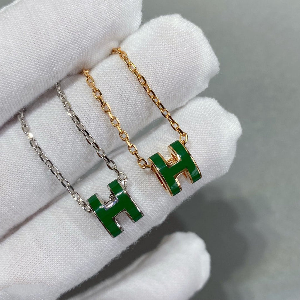 ⭐Miroze POP H GREEN NECKLACE SILVER AND GOLD
