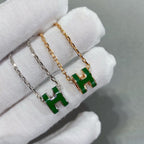 ⭐Miroze POP H GREEN NECKLACE SILVER AND GOLD