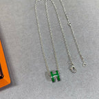 ⭐Miroze POP H GREEN NECKLACE SILVER AND GOLD