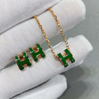 ⭐Miroze POP H GREEN NECKLACE SILVER AND GOLD
