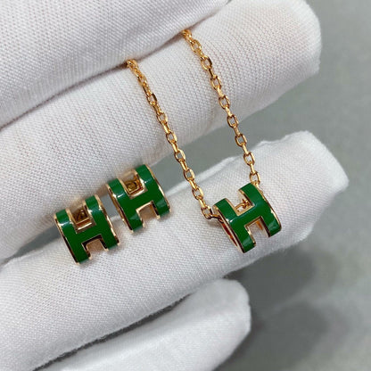 [⭐Miroze]POP H GREEN NECKLACE SILVER AND GOLD
