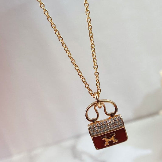 [⭐Miroze]CONSTANCE RED PEDANT PINK GOLD NECKLACE