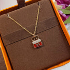 ⭐Miroze CONSTANCE RED PEDANT PINK GOLD NECKLACE