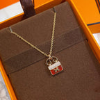 ⭐Miroze CONSTANCE RED PEDANT PINK GOLD NECKLACE